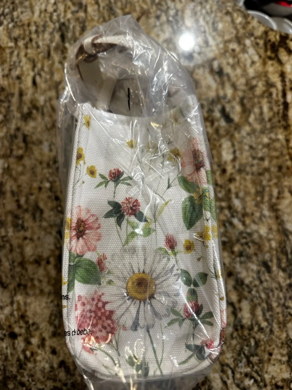 Nanette Lepore White Floral Satchel with Pink and Green Stripe - Picture 5 of 15